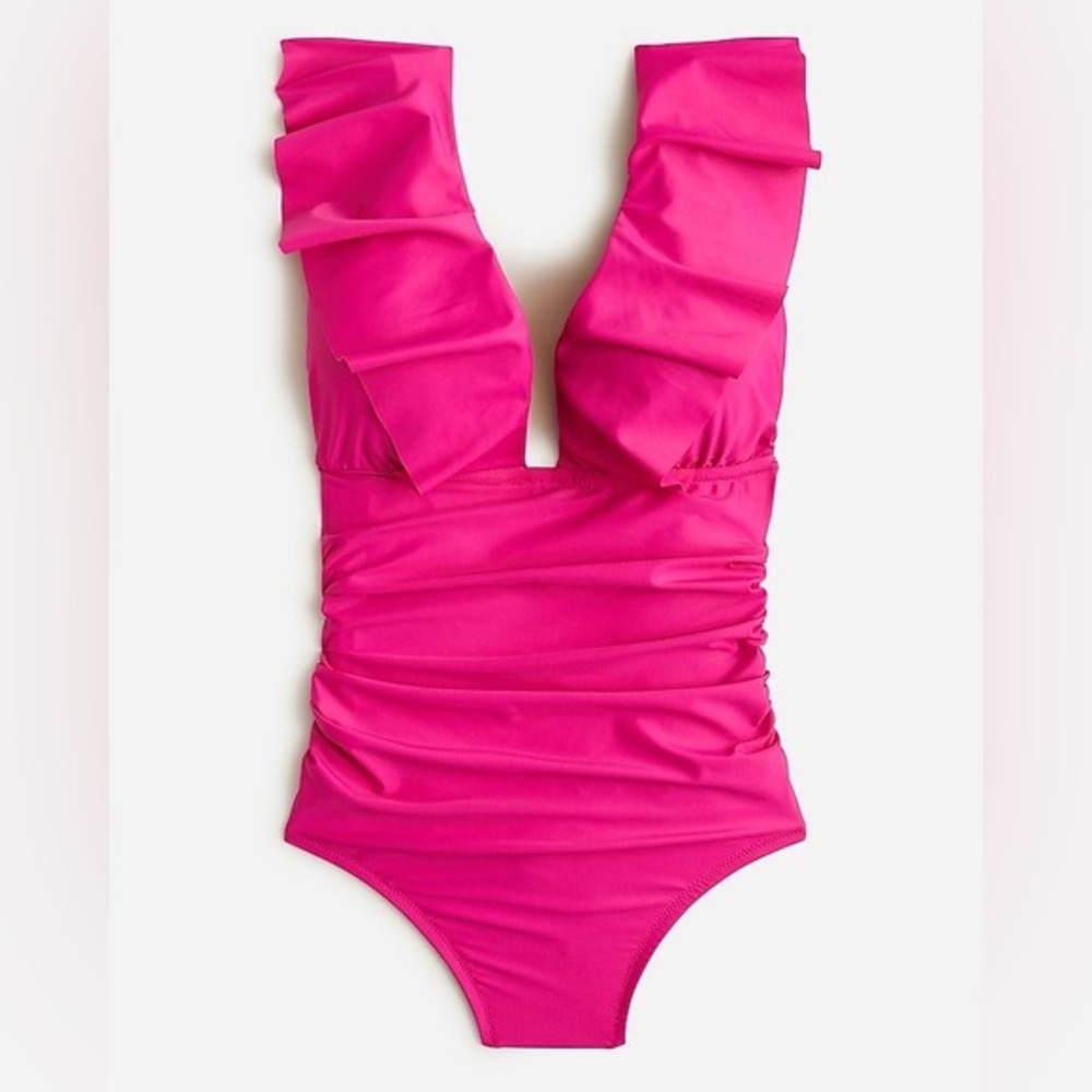 J. Crew Pink Ruffle One Piece Swimsuit Size 24